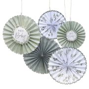 Botanical Baby Paper Fan Decorations 5pk
