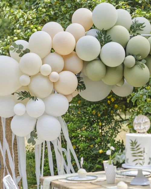 Botanical Balloon Arch with Foliage & Streamers