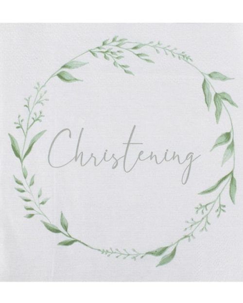 Botanical Christening Napkins 16pk
