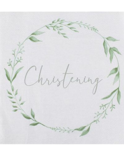 Botanical Christening Napkins 16pk