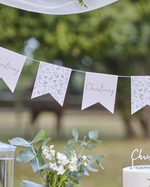 Botanical Christening Pennant Bunting