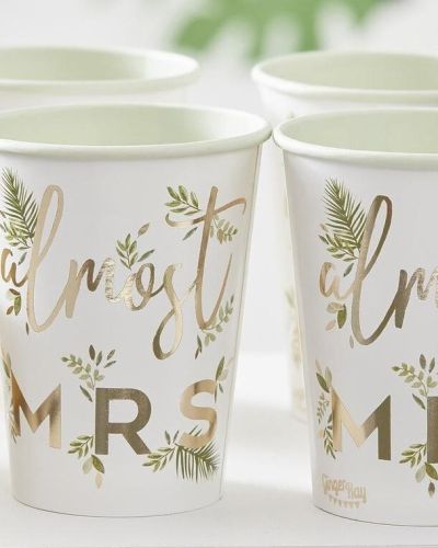 Botanical Hen Gold Almost Mrs Cups 8pk