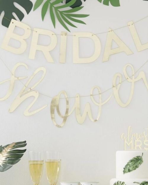 Botanical Hen Gold Bridal Shower Banner