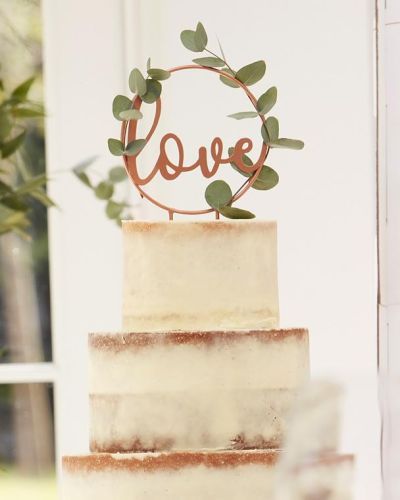 Botanical Wedding Love Cake Topper