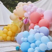 Brights Balloon Arch with Honeycomb & Fan Decorations