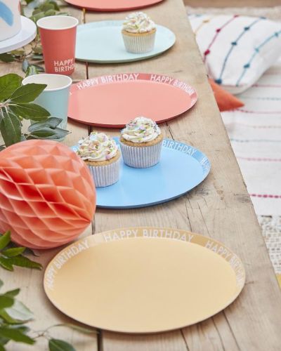 Brights Happy Birthday Plates 8pk