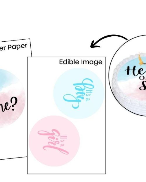 Gender Reveal Burnaway Edible Image Set