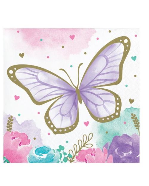 Butterfly Shimmer Beverage Napkins 16pk