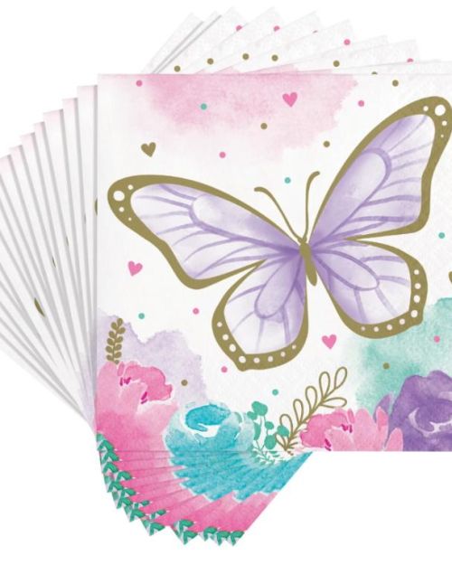 Butterfly Shimmer Beverage Napkins 16pk