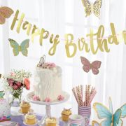 Butterfly Shimmer Happy Birthday Banner
