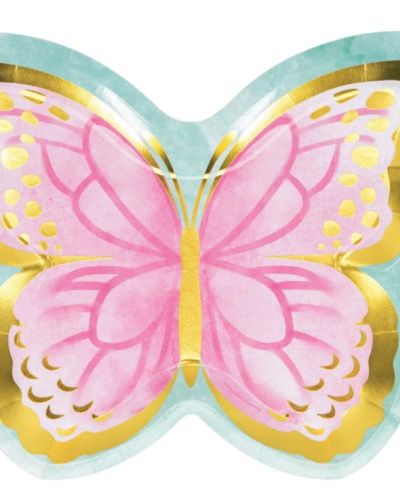 Butterfly Shimmer Shaped Plates 8pk