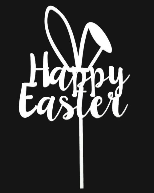 Happy Easter Cake Topper – White