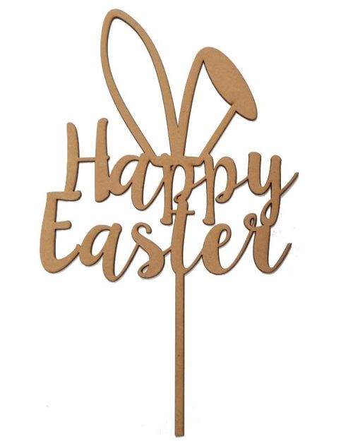 Happy Easter Cake Topper – Wooden