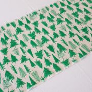 Christmas Table Runner – Linen & Green Trees