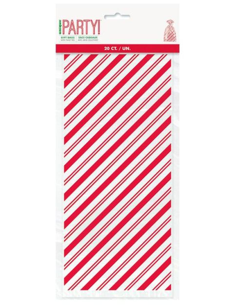 Candy Cane Striped Large Cello Bags 20pk