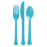 Caribbean Blue Plastic Cutlery – 24pk