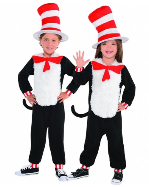 Cat in the Hat Jumpsuit Costume Small