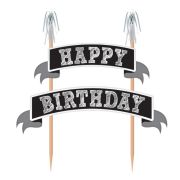 Chalkboard Happy Birthday Banner Cake Topper