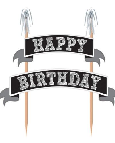 Chalkboard Happy Birthday Banner Cake Topper