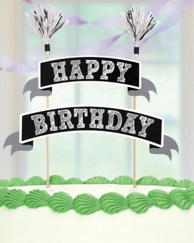 Chalkboard Happy Birthday Banner Cake Topper