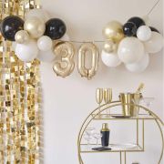 Champagne Noir 30th Birthday Balloon Bunting