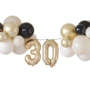 Champagne Noir 30th Birthday Balloon Bunting