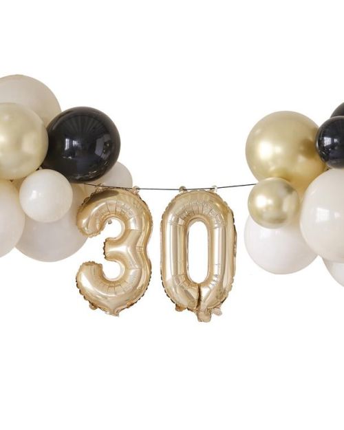Champagne Noir 30th Birthday Balloon Bunting