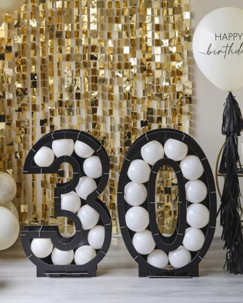 Champagne Noir 30 Balloon Mosaic Stand