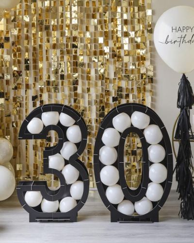 Champagne Noir 30 Balloon Mosaic Stand