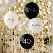 Champagne Noir 40th Birthday Balloon Bundle