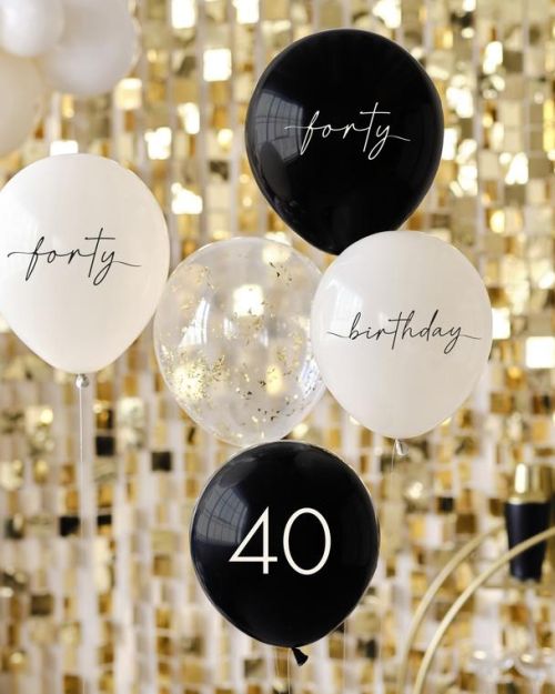 Champagne Noir 40th Birthday Balloon Bundle