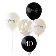 Champagne Noir 40th Birthday Balloon Bundle