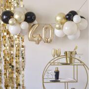 Champagne Noir 40th Birthday Balloon Bunting