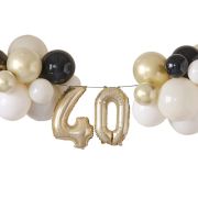 Champagne Noir 40th Birthday Balloon Bunting