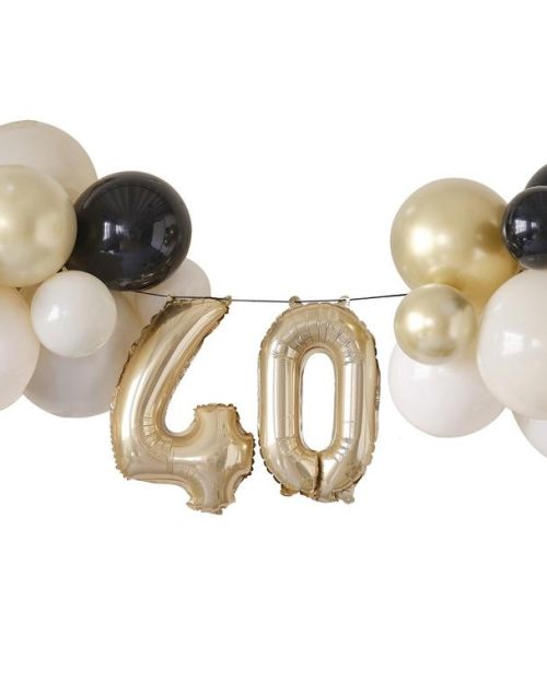 Champagne Noir 40th Birthday Balloon Bunting