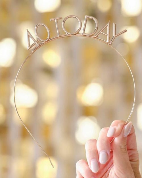 Champagne Noir 40th Birthday Headband