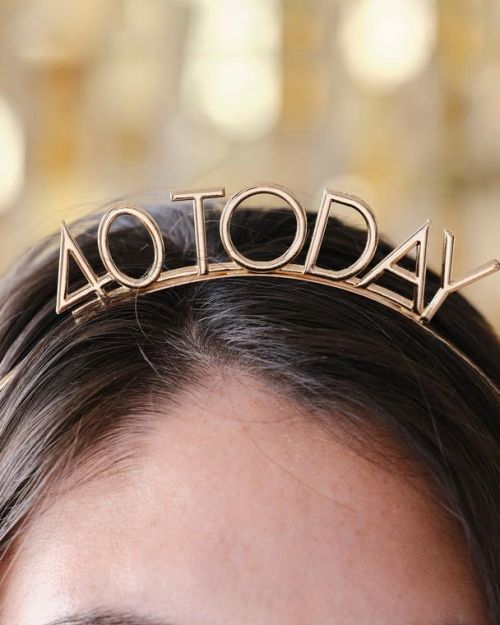 Champagne Noir 40th Birthday Headband