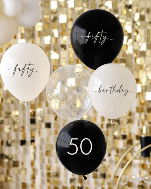 Champagne Noir 50th Birthday Balloon Bundle