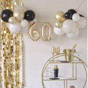 Champagne Noir 60th Birthday Balloon Bunting
