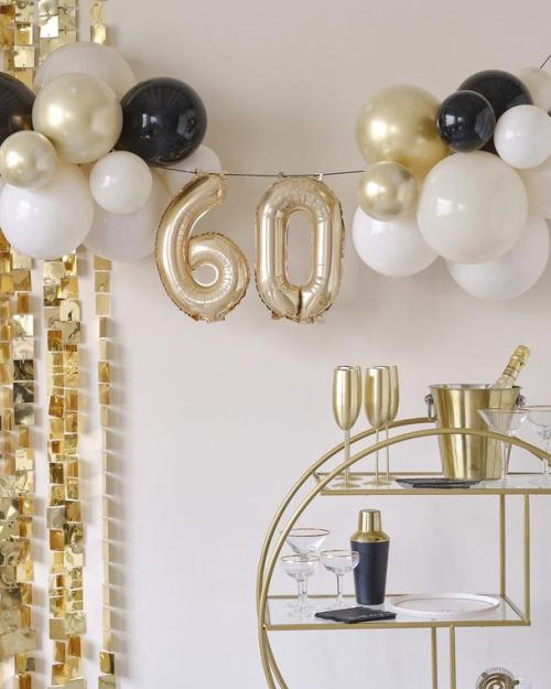 Champagne Noir 60th Birthday Balloon Bunting