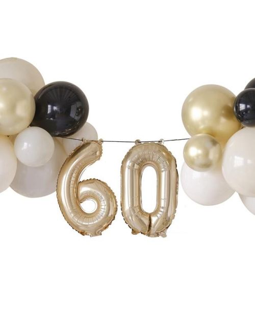 Champagne Noir 60th Birthday Balloon Bunting