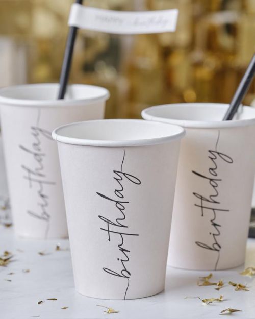 Champagne Noir Birthday Cups 8pk