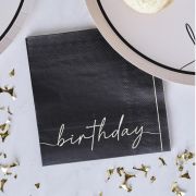 Champagne Noir Birthday Napkins 16pk