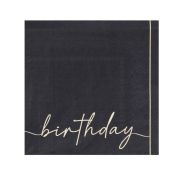 Champagne Noir Birthday Napkins 16pk