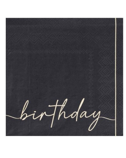 Champagne Noir Birthday Napkins 16pk