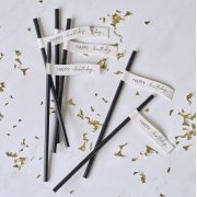 Champagne Noir Paper Straws 16pk