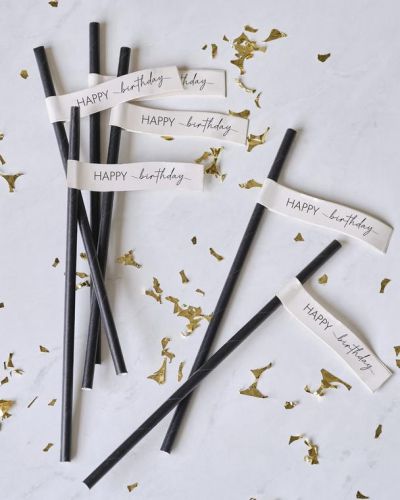 Champagne Noir Paper Straws 16pk