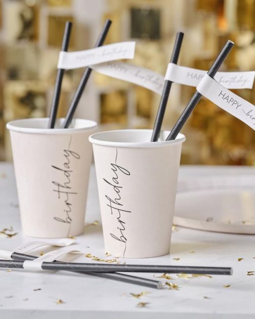 Champagne Noir Paper Straws 16pk