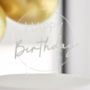 Champagne Noir Happy Birthday Cake Topper