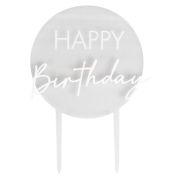 Champagne Noir Happy Birthday Cake Topper